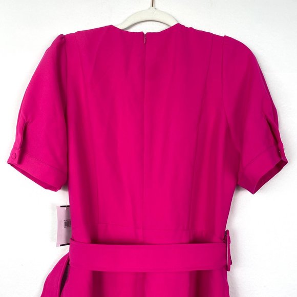 NWT Adelyn Rae Tony Belted Puff Sleeve Mini Dress Neon Pink - Picture 8 of 11